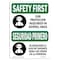 Signmission OSHA SAFETY FIRST, 7" Height, Rigid Plastic, 10" x 7", Landscape, Lithium Battery Waste Bilingual OS-SF-P-710-L-10827 - alternate 1